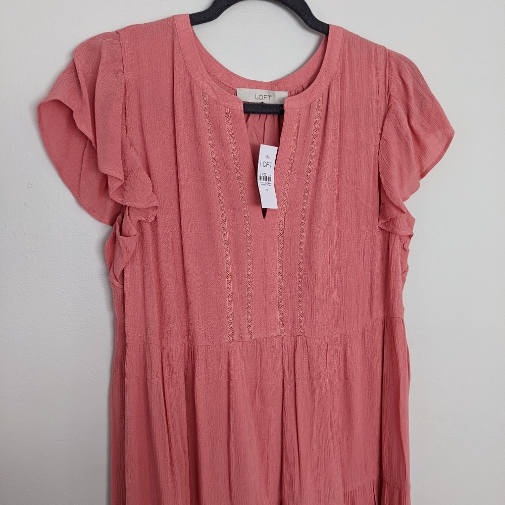 LOFT Flutter Sleeve Tiered Dress